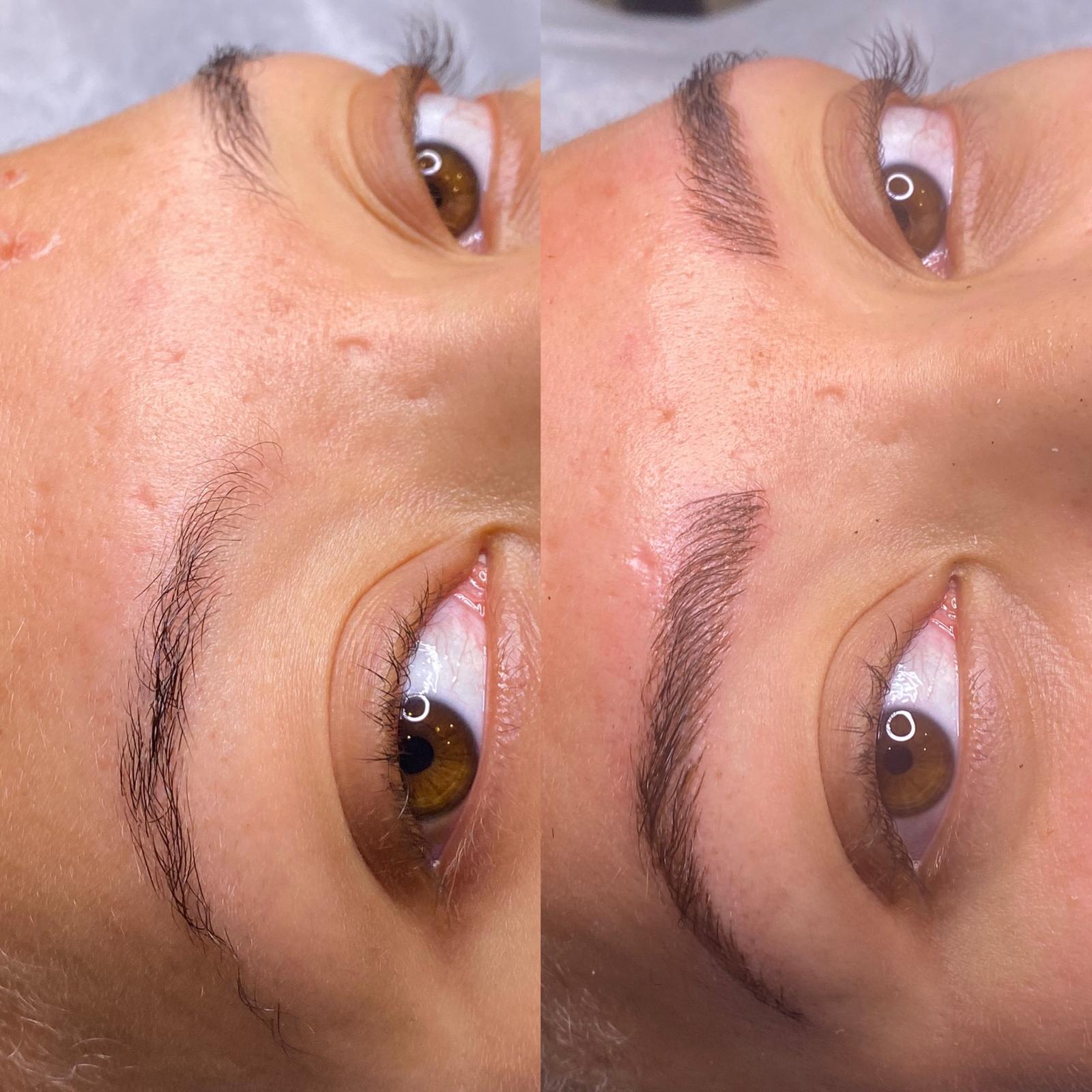 Brow shaping before and after