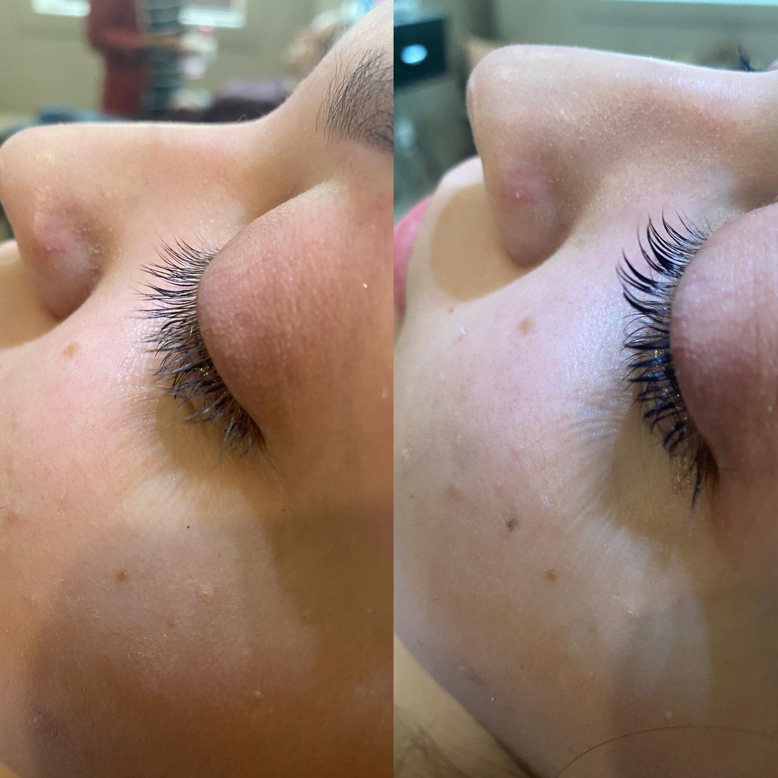 Lash lift before and after
